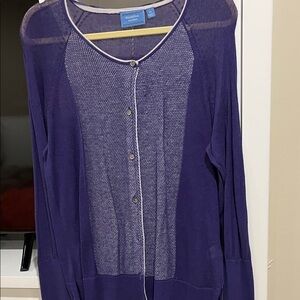 Simply Vera Vera Wang Purple Lightweight Cardigan with Contrast Trim